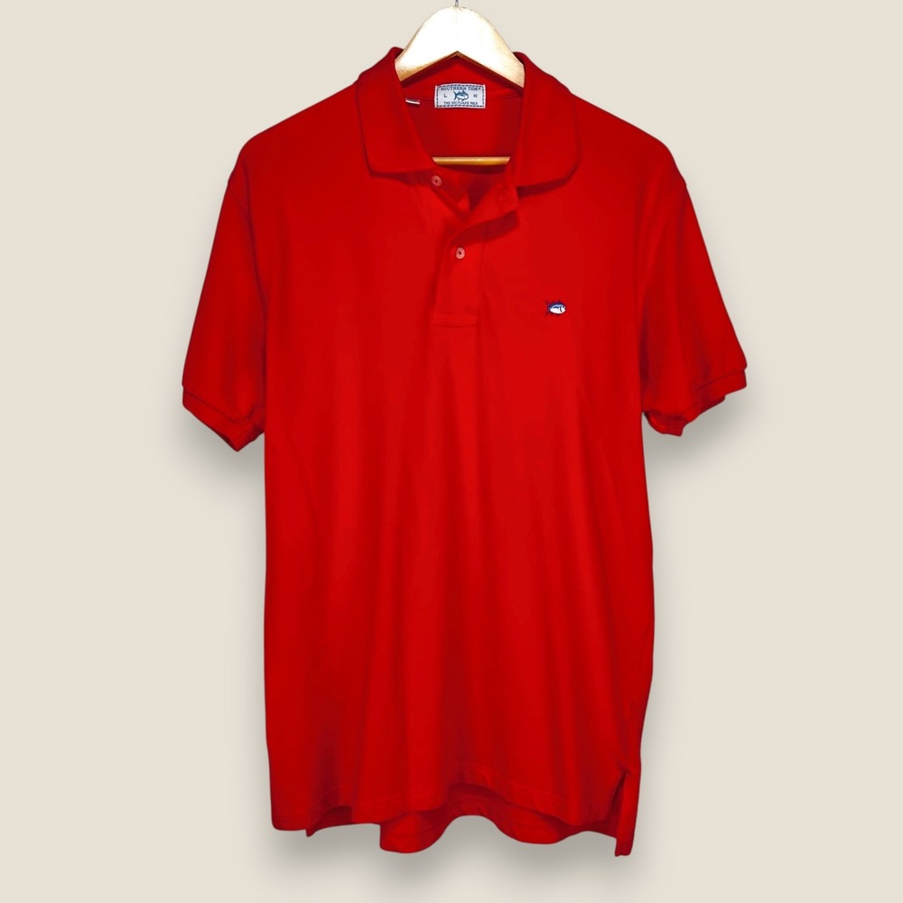 Clemson Tigers Southern Tide Skipjack Polo Men Large ORANGE Cotton Stretch Paw